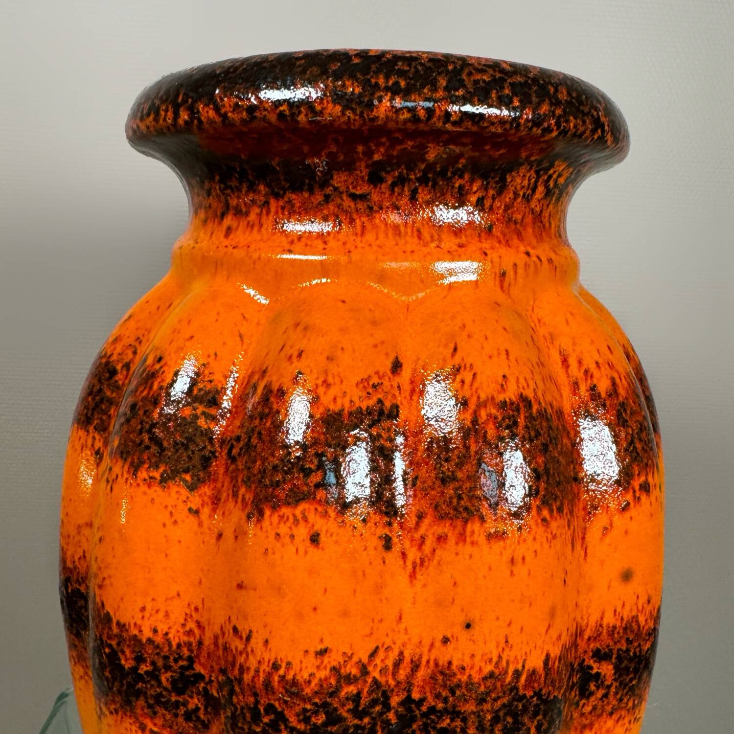 Large West Germany orange ceramic vase from the 60s