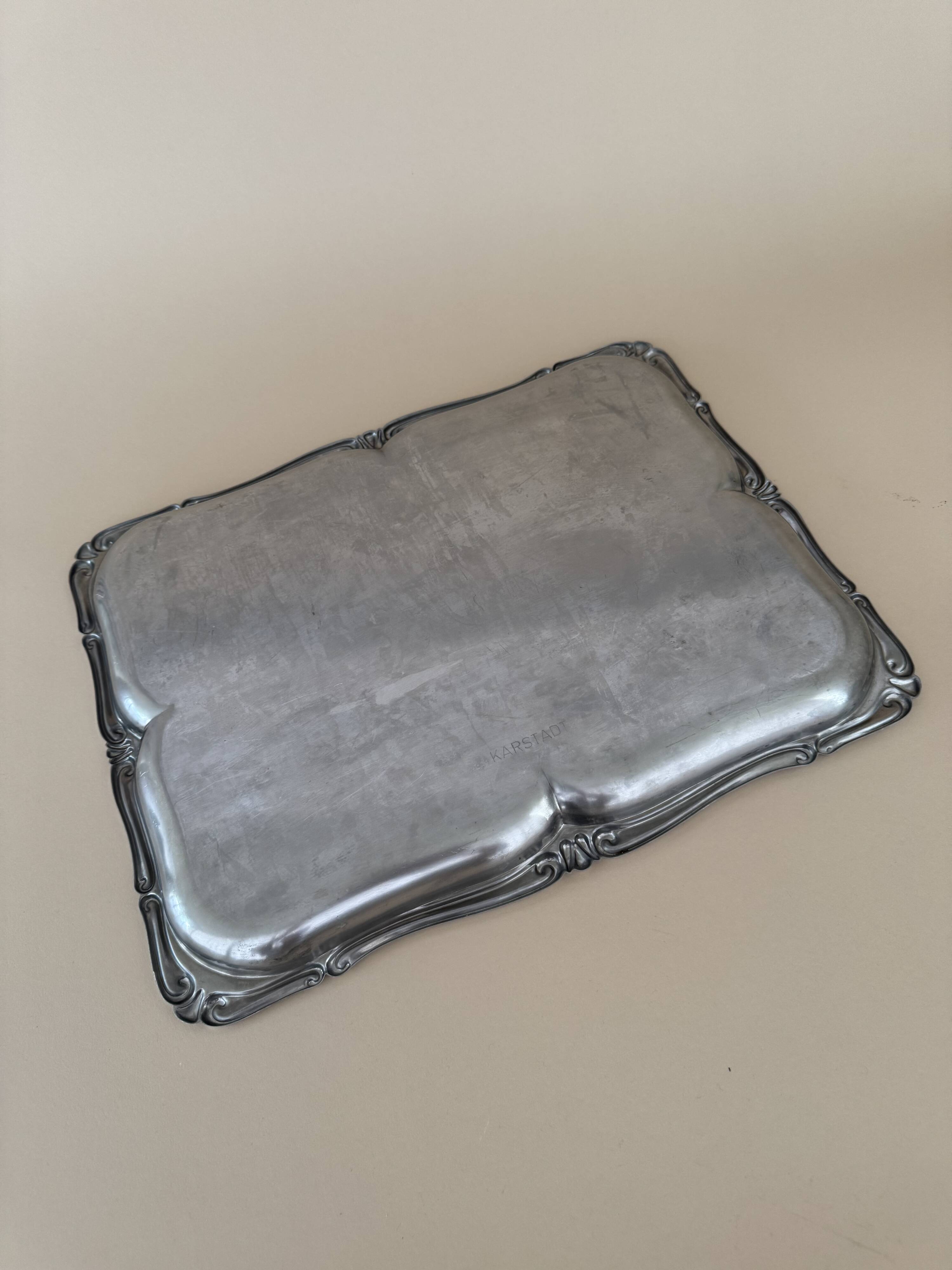Vintage XL Baroque Style Stainless Steel Serving Tray German Made