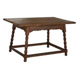 Modern French rectangular dining table in solid pine, handmade, 1900s.