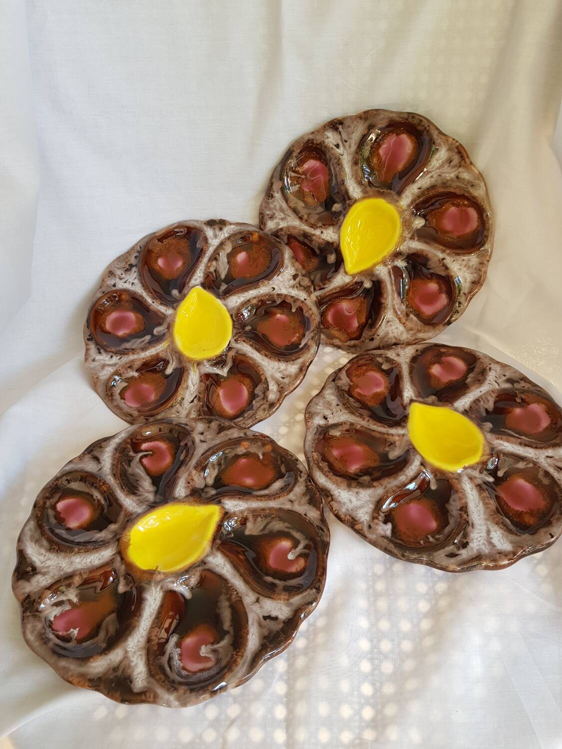 Set de 4 assiettes à huîtres en céramique Vallauris plats de service