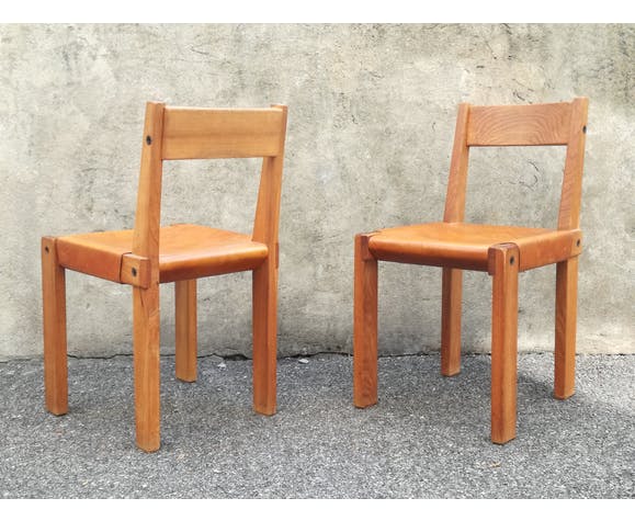 Paire de chaises S24 par Pierre Chapo 1960