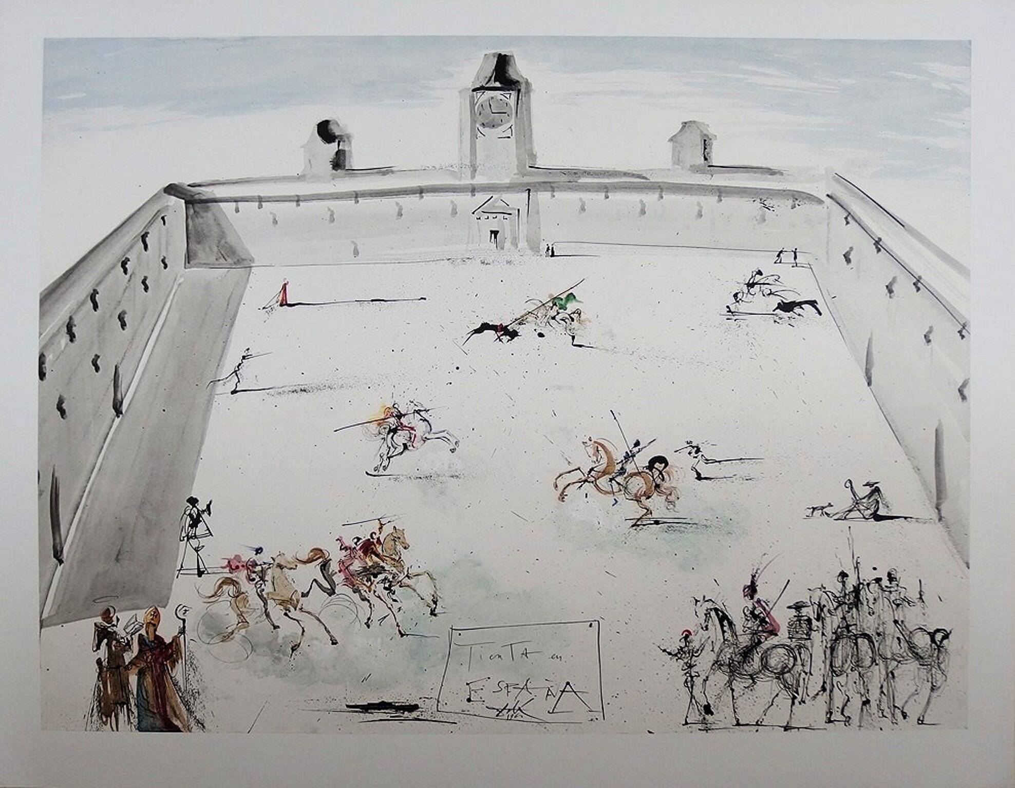 Salvador DALI : Tienta - Place en Espagne, Lithographie signée - 1983