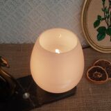 Art Deco swan and white globe table lamp with black marble base