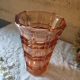 Art Deco style pink molded glass vase