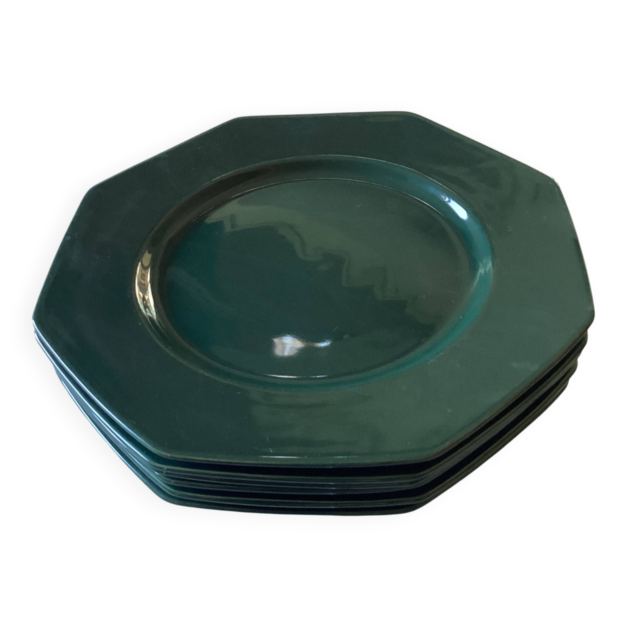 Set of 6 large octagonal plates from Salins, dimensions: diameter - 30 cm -