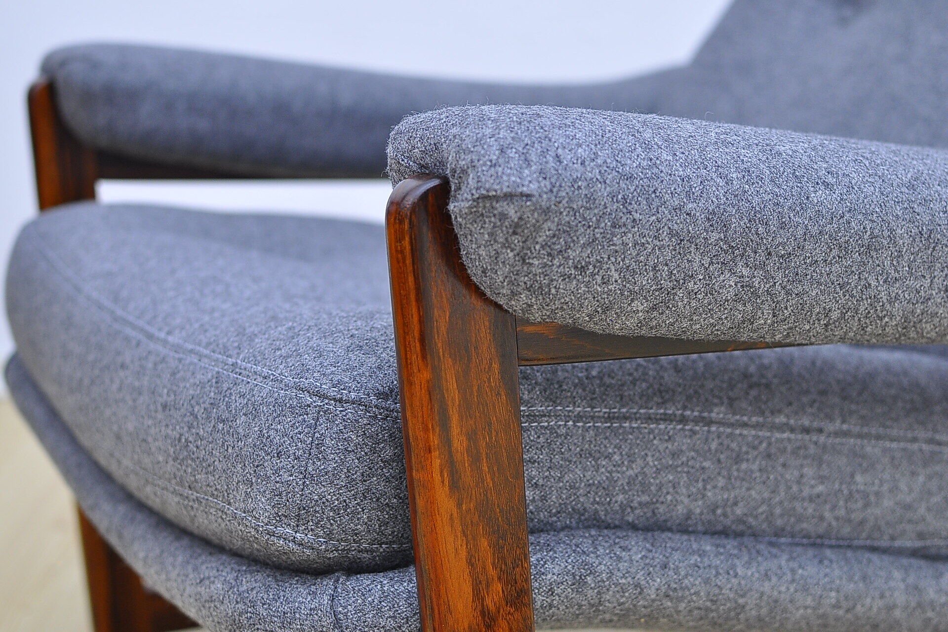 Scandinavian Rosewood Wingback Armchair with Wool Upholstery, 1960