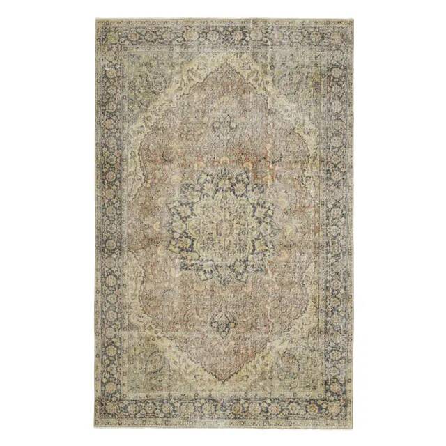 Tapis vintage turc Oushak fait main en laine et coton, années 1970