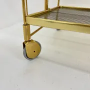 Mid-century modern folding bar cart in brass and ribbed acrylic glass, 1970s