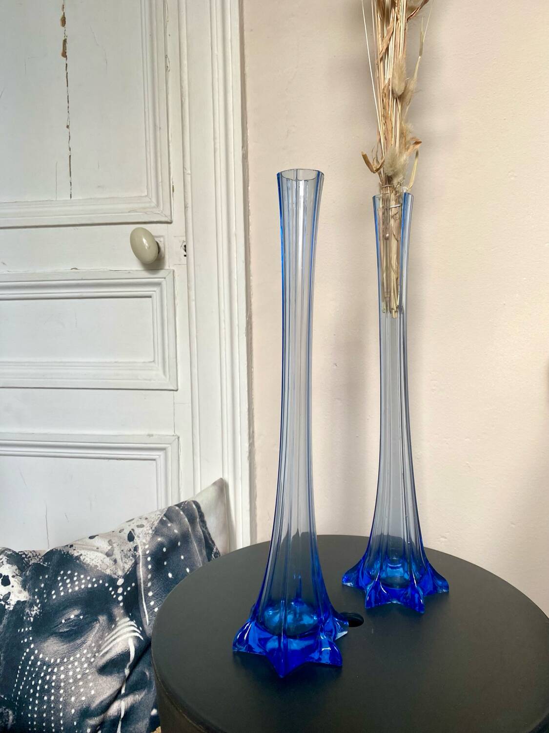 Pair of old blue soliflores