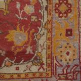 Vintage Red and Pink Turkish Oushak Rug - Kitchen Rug 3'5" X 7'4"