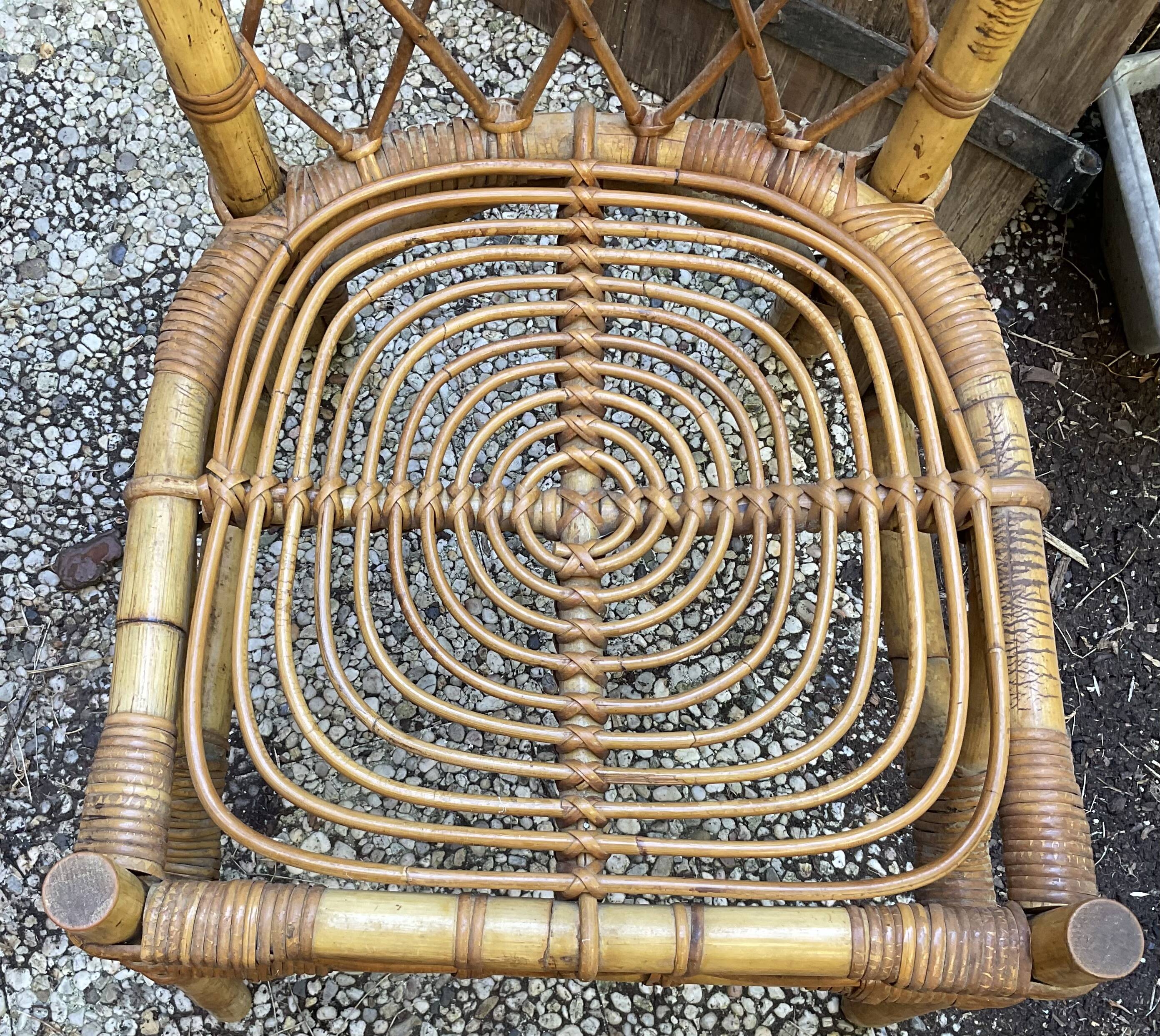 Louis sognot chaise osier rotin vintage
