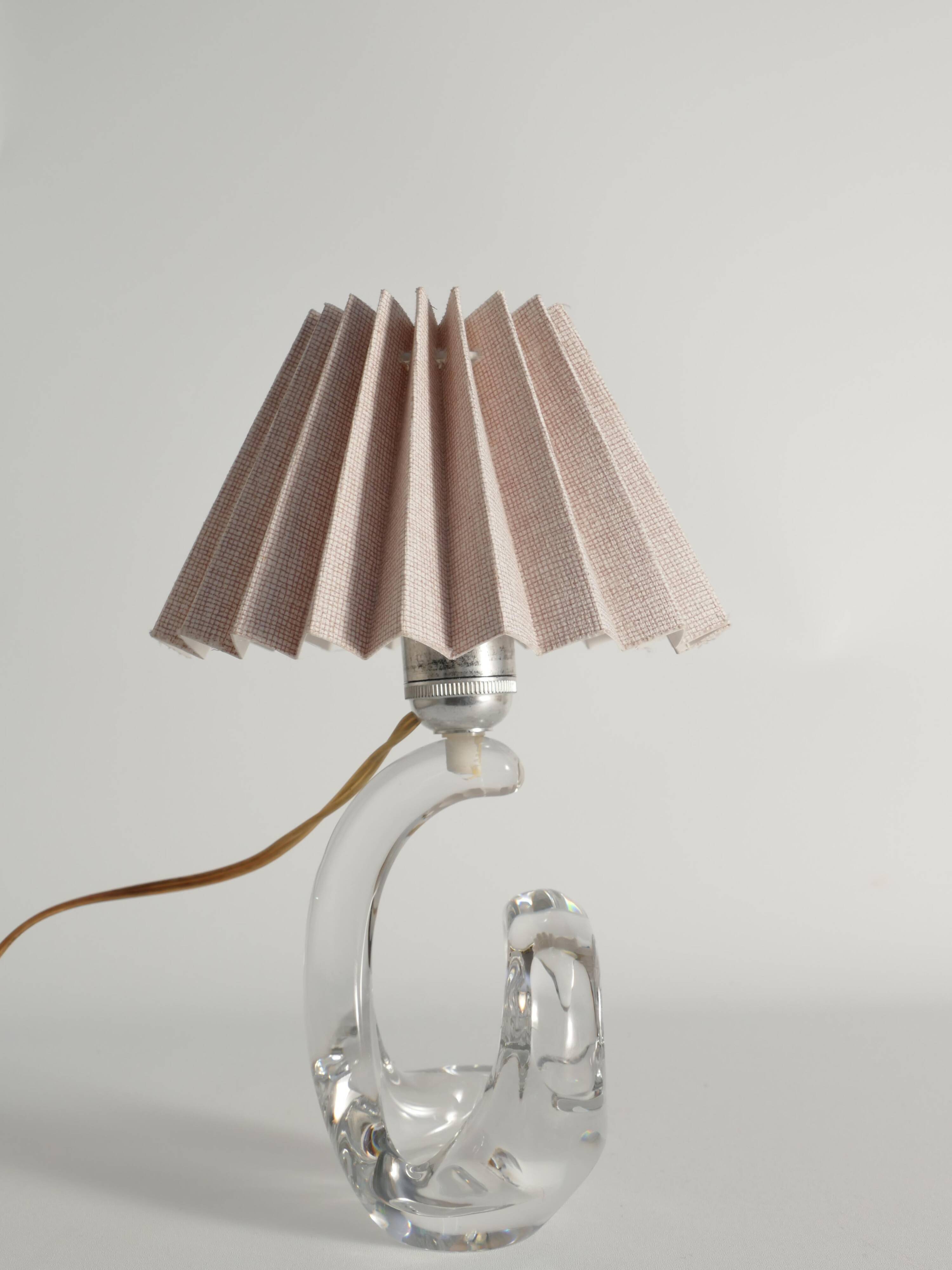 Sculptural Clear Crystal Glass Table Lamp by Schneider, France, 1950s