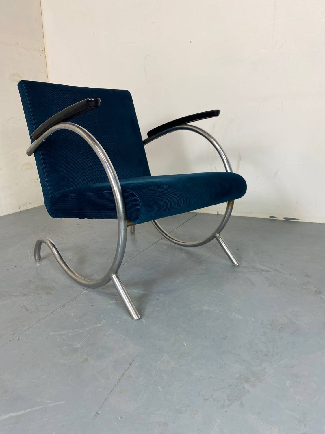 Fauteuil Bauhaus Art Déco en Acier Tubulaire par Jan Schröfer pour Ahrend De Cirkel, 1920s