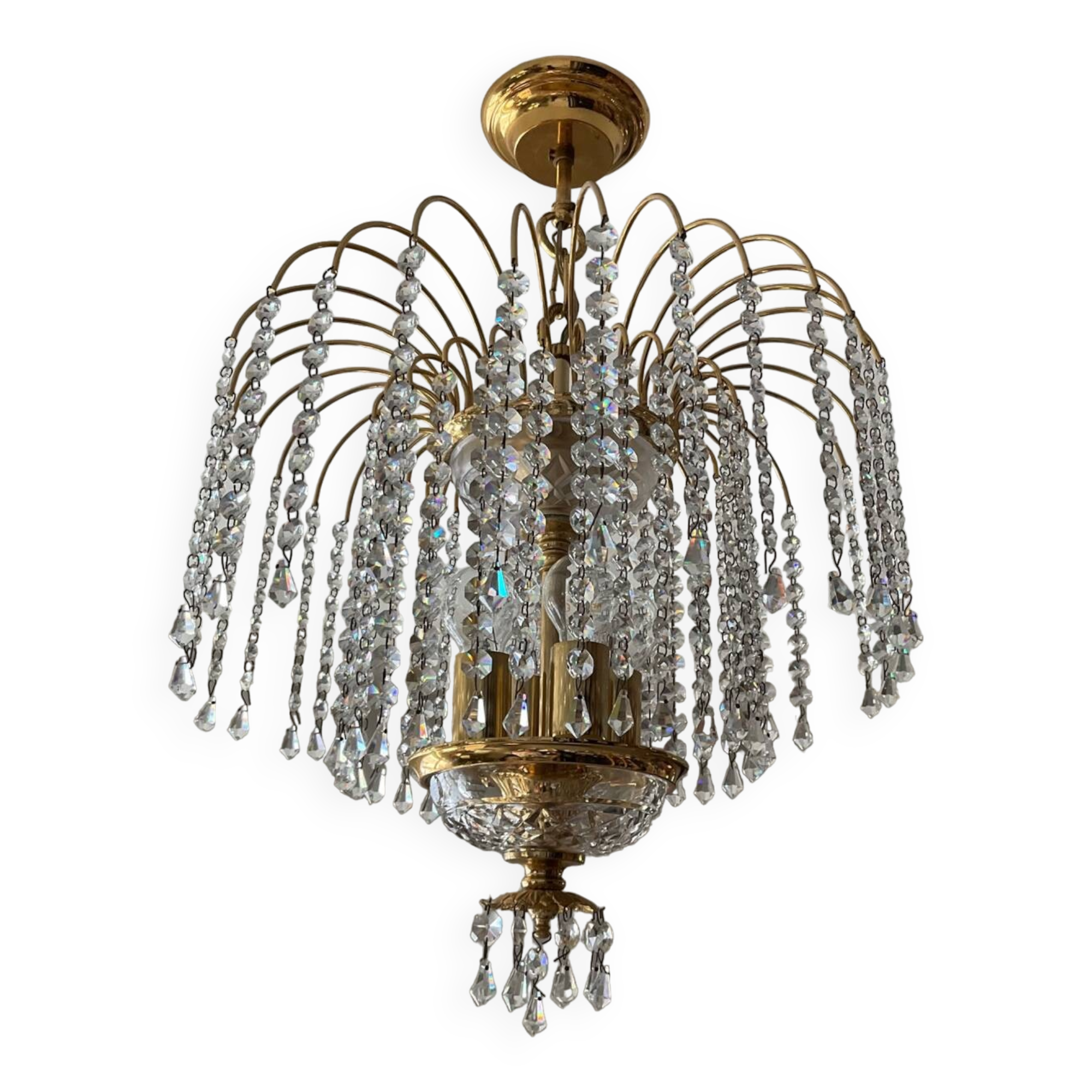 60s-70s crystal tassel cascade chandelier