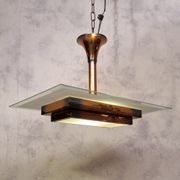 Art Deco pendant lamp by Henri Petitot - Patinated brass - Ca 1930