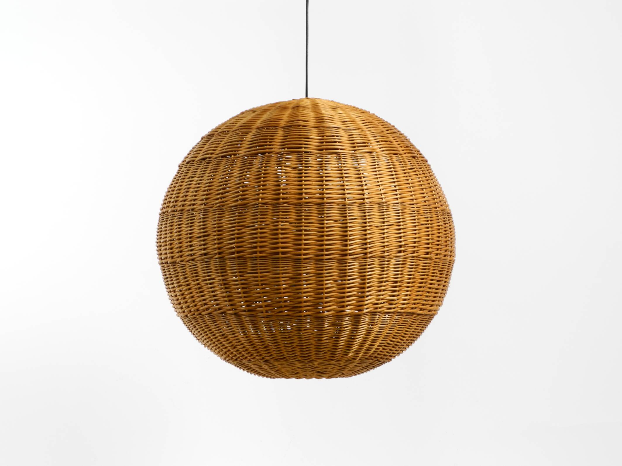 Very rare original XXL rattan ball pendant lamp | Mid Century Modern | Ø 66