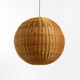 Very rare original XXL rattan ball pendant lamp | Mid Century Modern | Ø 66