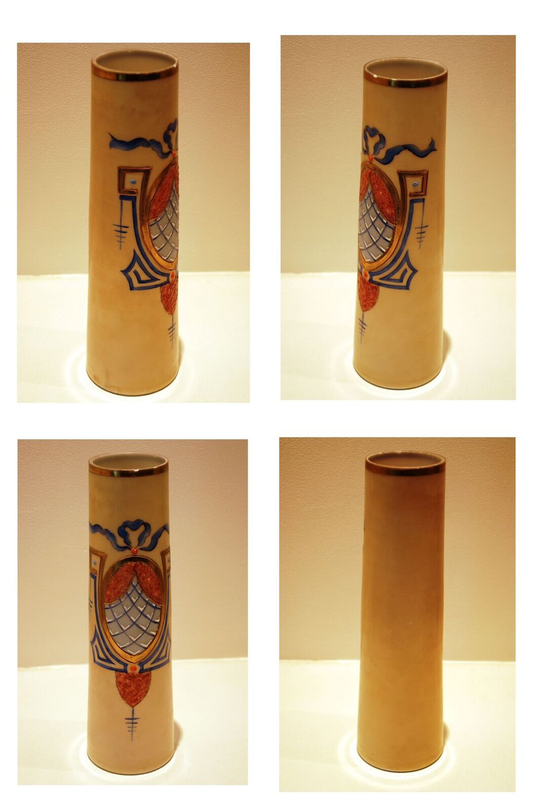 Very pretty opaline vase enamelled Art Nouveau style