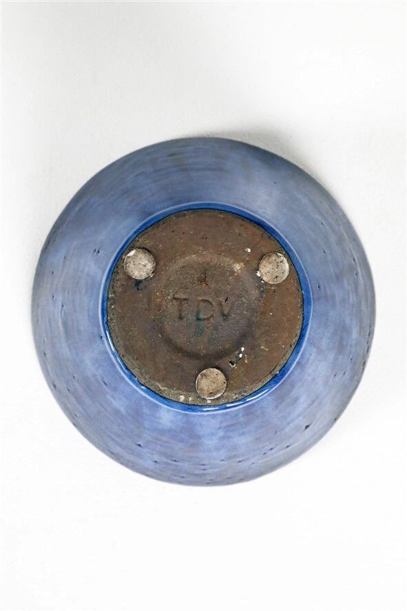 Hand-glazed mid-century plant pot by TDV / 1960s / 1970s