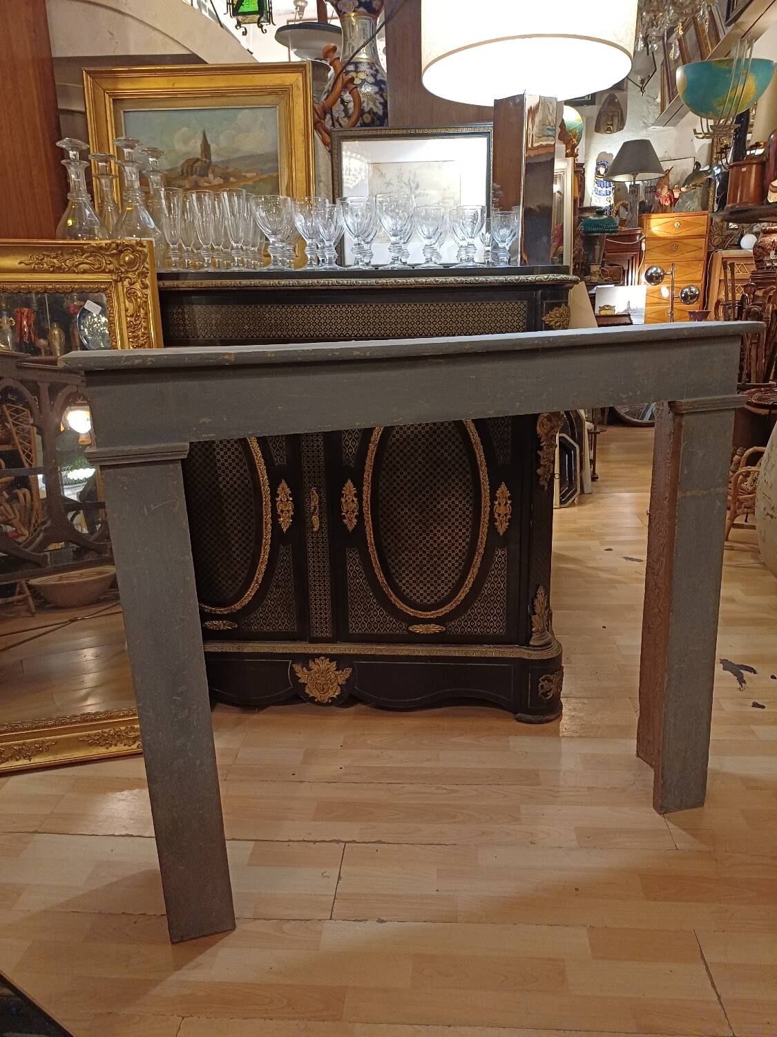 Decor, cheminée factice, console Bois peint époque 19 eme