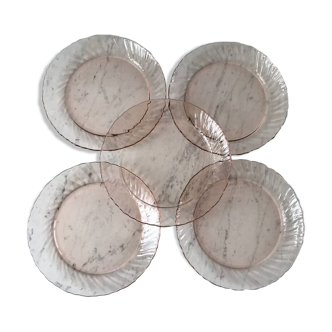 Set of 5 rosaline luminarc arcoroc twisted soup plates from the 60s-70s