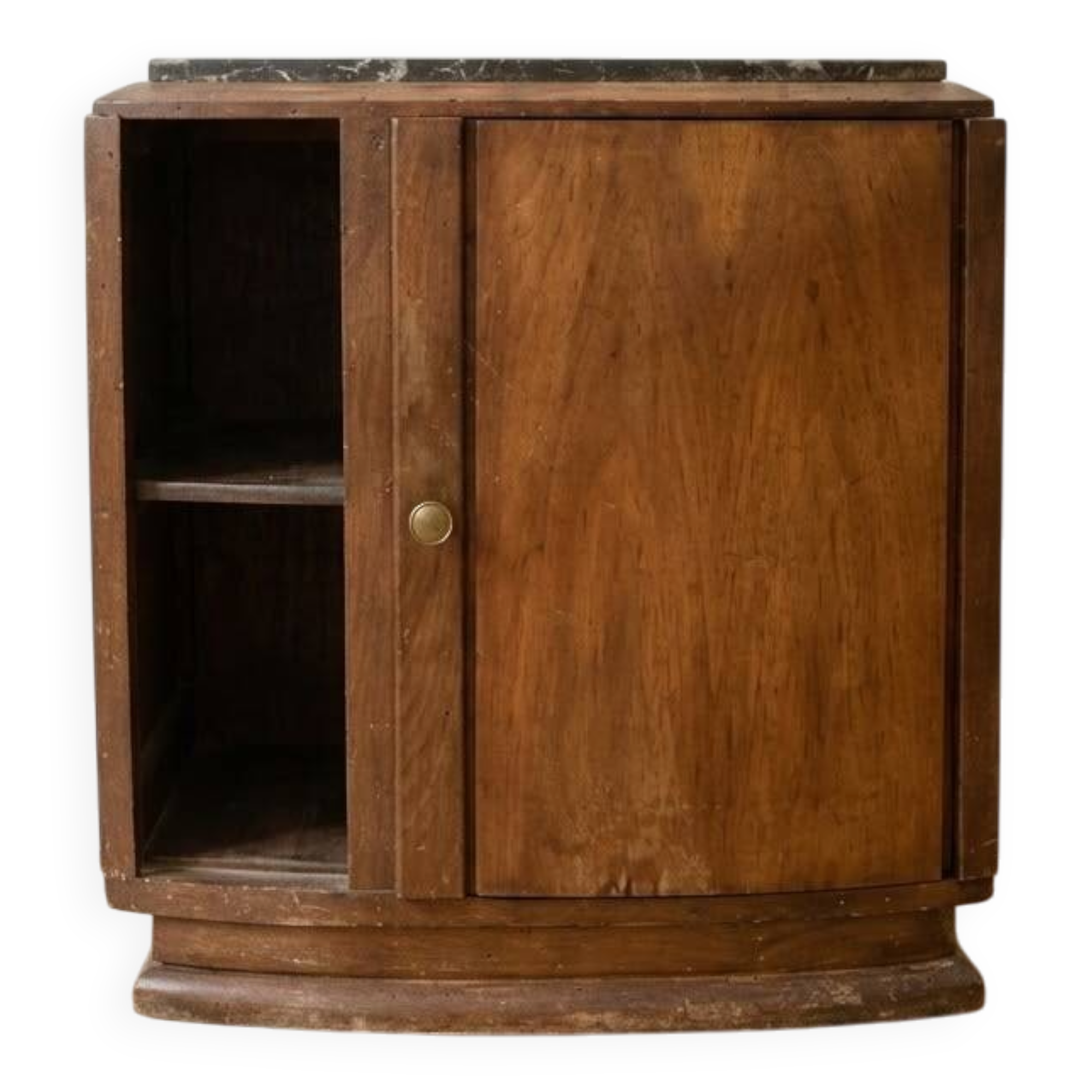 Vintage Art Deco bedside table in wood and marble