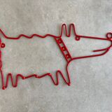 Vintage wall mounted wire metal dog coat rack / hooks / wall deco
