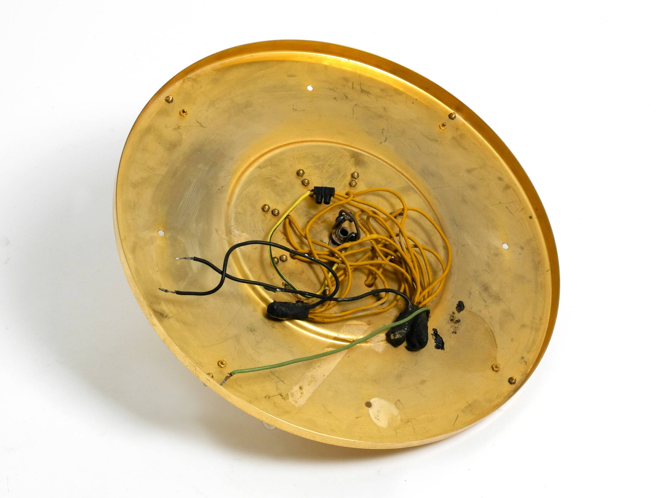 Gorgeous large 1970s Palwa brass ceiling or wall lamp with faceted crystal