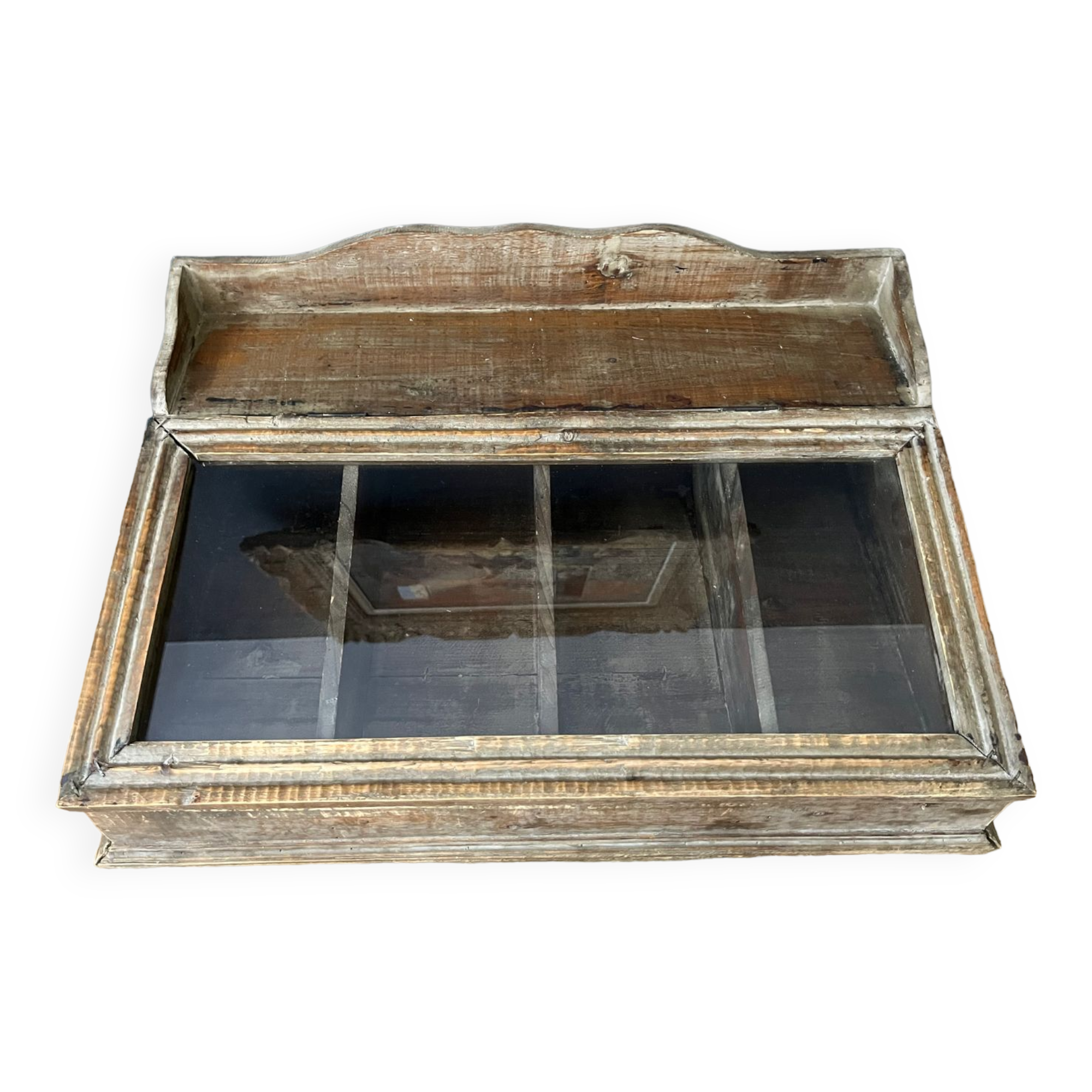 Showcase/cutlery rack, wood and glass