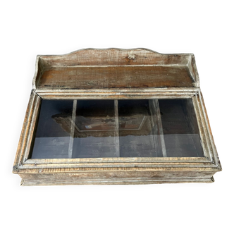 Showcase/cutlery rack, wood and glass