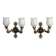 Pair Of Lucien Gau Style Double Swan Wall Lights With Opaque Glass Shades