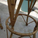 4 vintage rattan stools