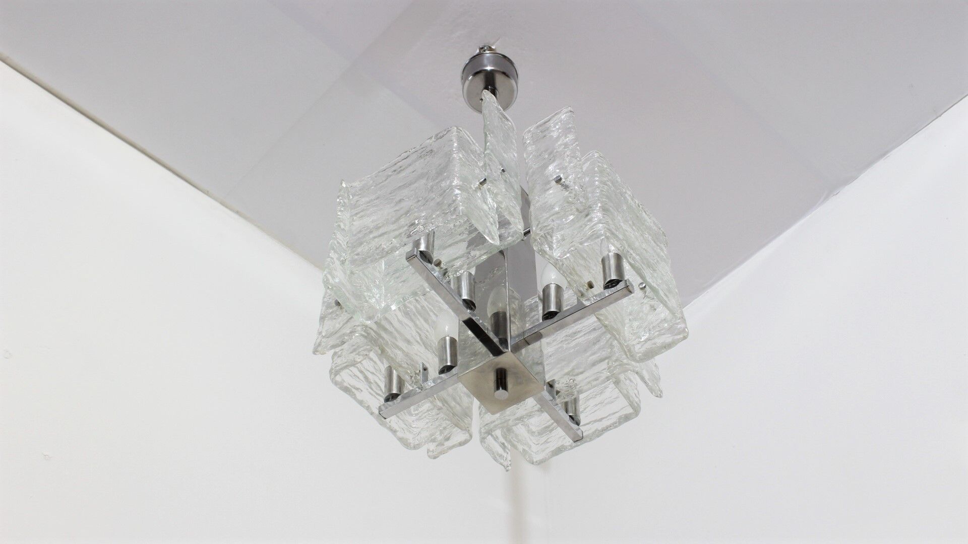 Murano glass pendant chandelier Mazzega 1970s
