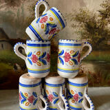 6 ceramic cups signed hc