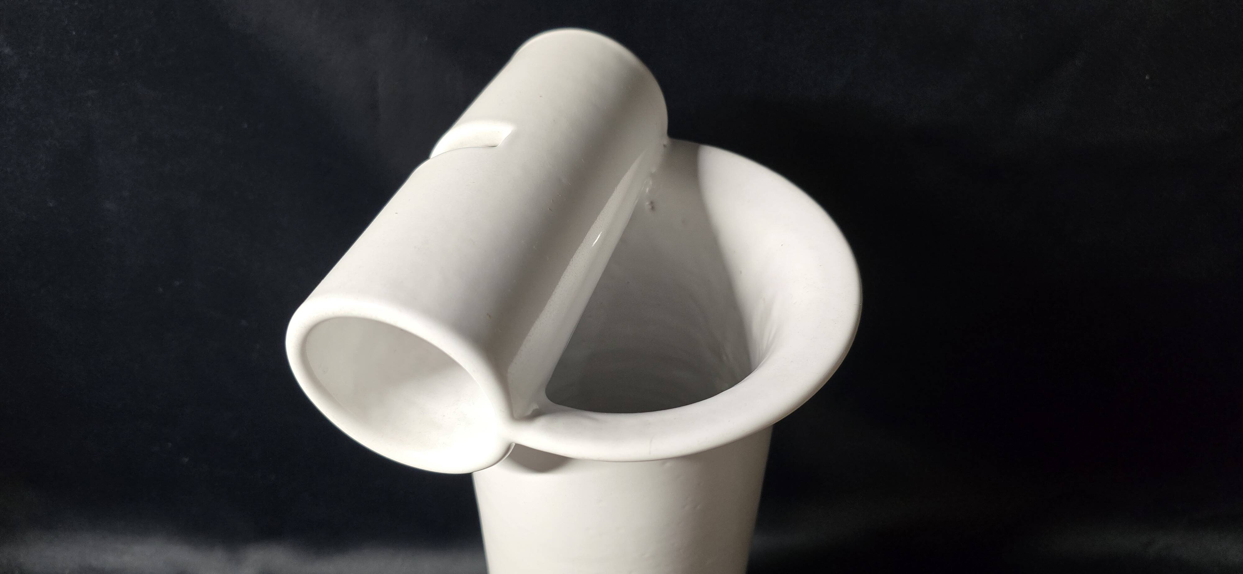 Enzo Bioli (1832) white ceramic vase for Il Picchio, Italy 1950s