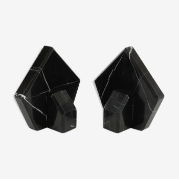 Pair of black marble bookends