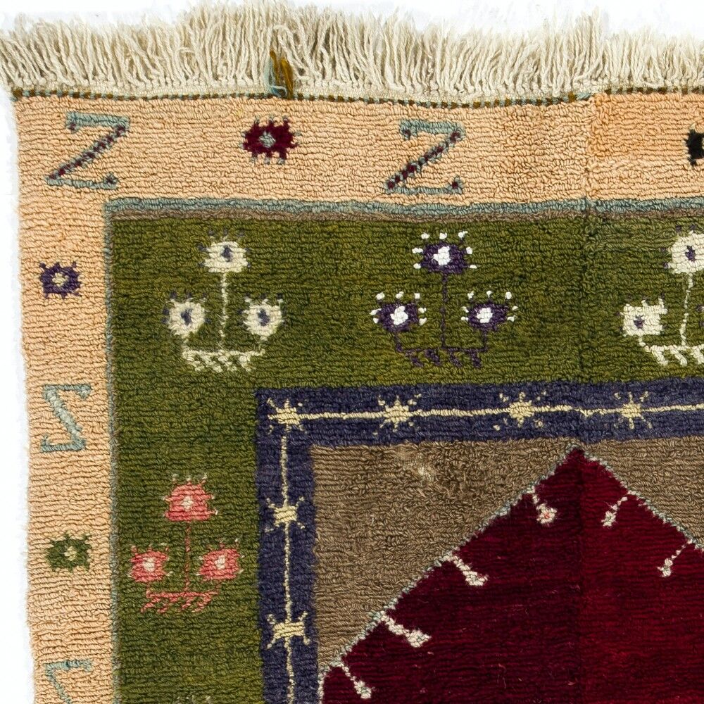 One-of-a-Kind Turkish Tulu Rug, Vintage Handknotted Prayer Rug. 100% Wool
