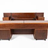 Mid-Century Modern Bed with Nightstands by Fabio Lenci for Bernini, Italy, 1970s
