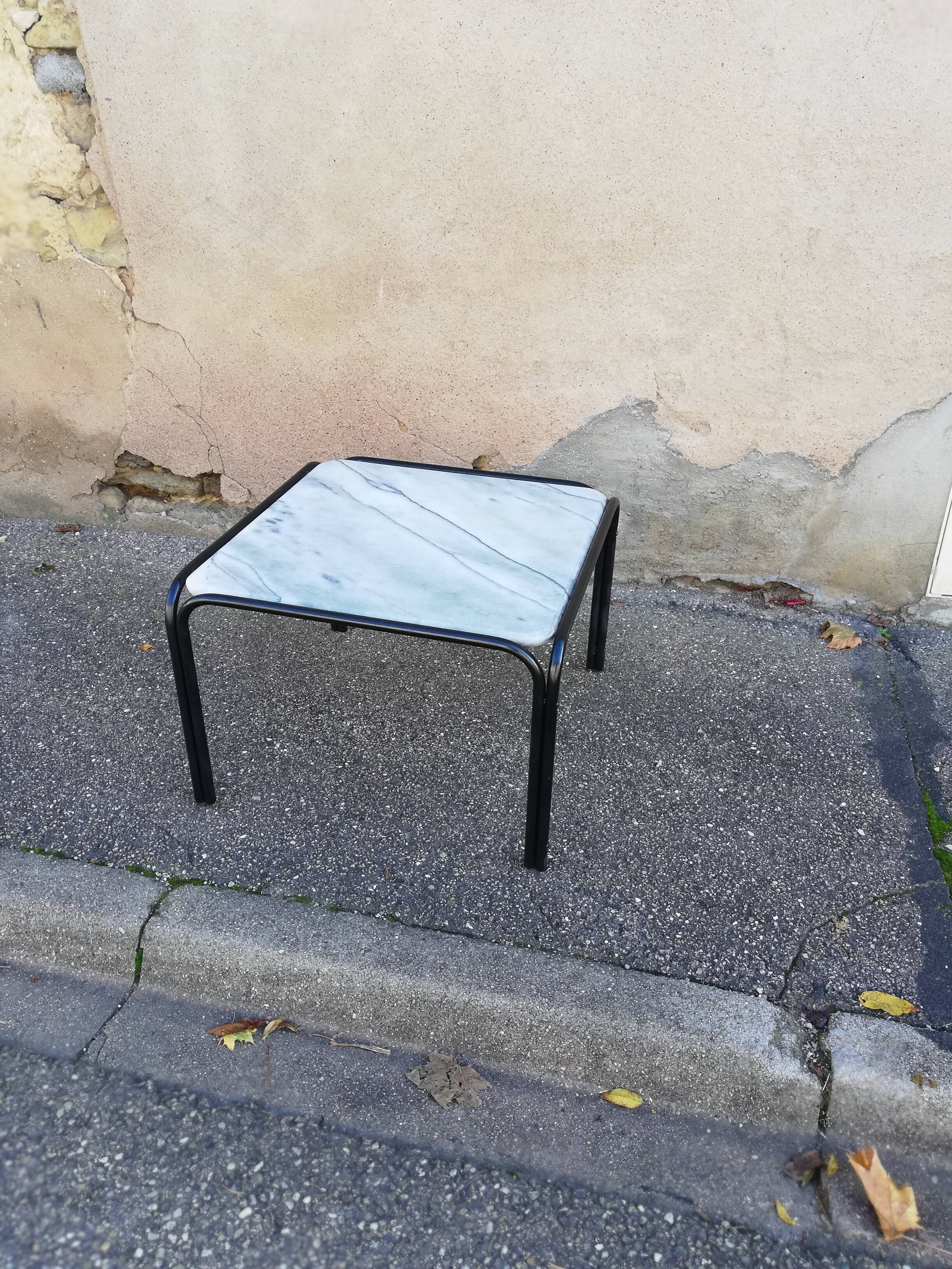 Table basse vintage marbre blanc