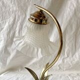 Old brass accent lamp in the shape of a flower