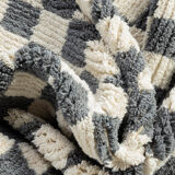 Grey Blue Check, Berber Rug, 162 x 215