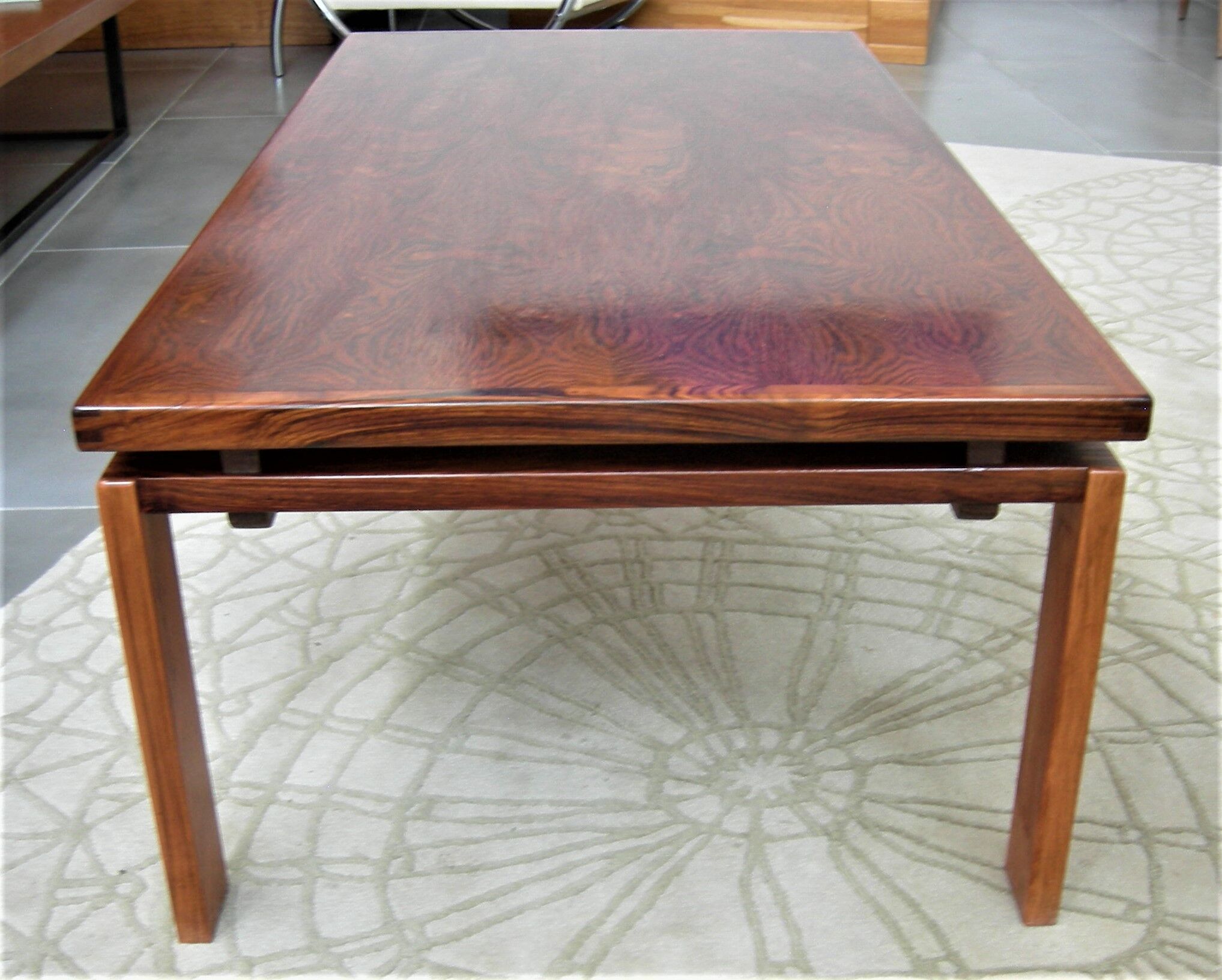 Scandinavian coffee table in Rio rosewood stamped Trioh