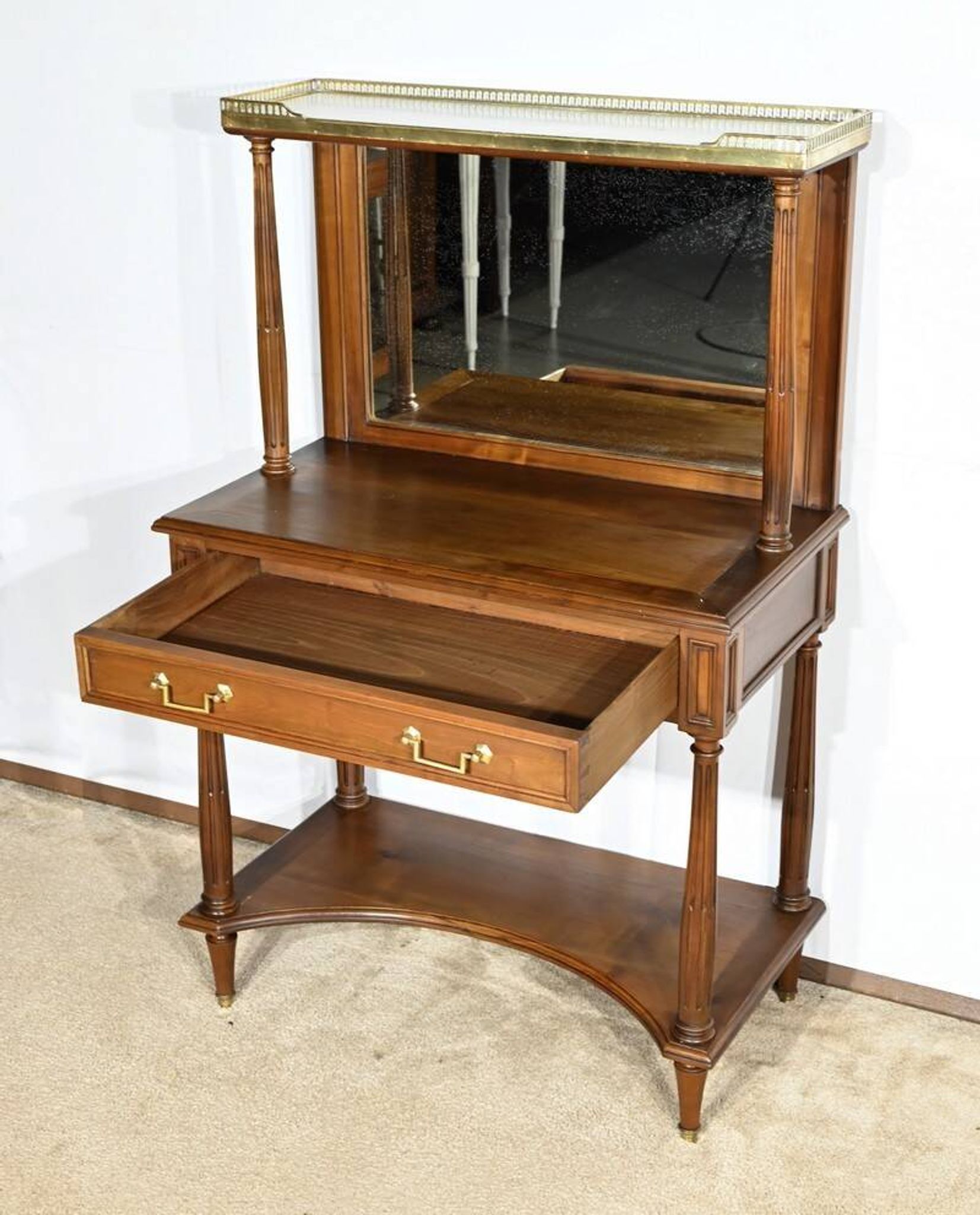 Table console en merisier, style Louis XVI, fin XIXème