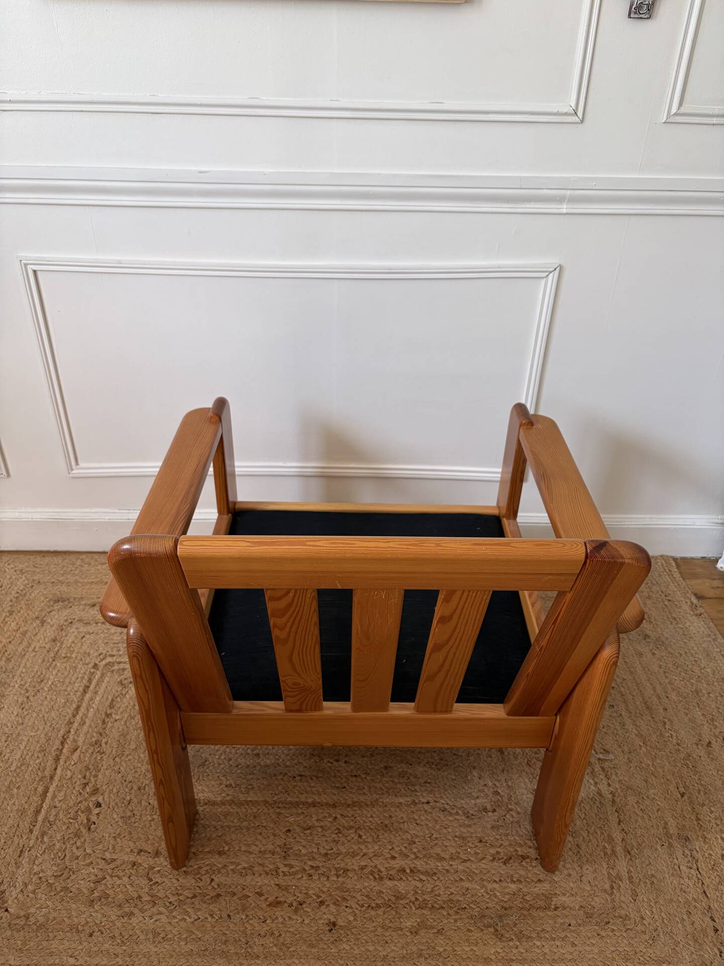 Modernist armchair in solid pine