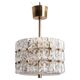 Suspended glass and brass lamp by Carl Fagerlund for Orrefors, Sweden, 1960.