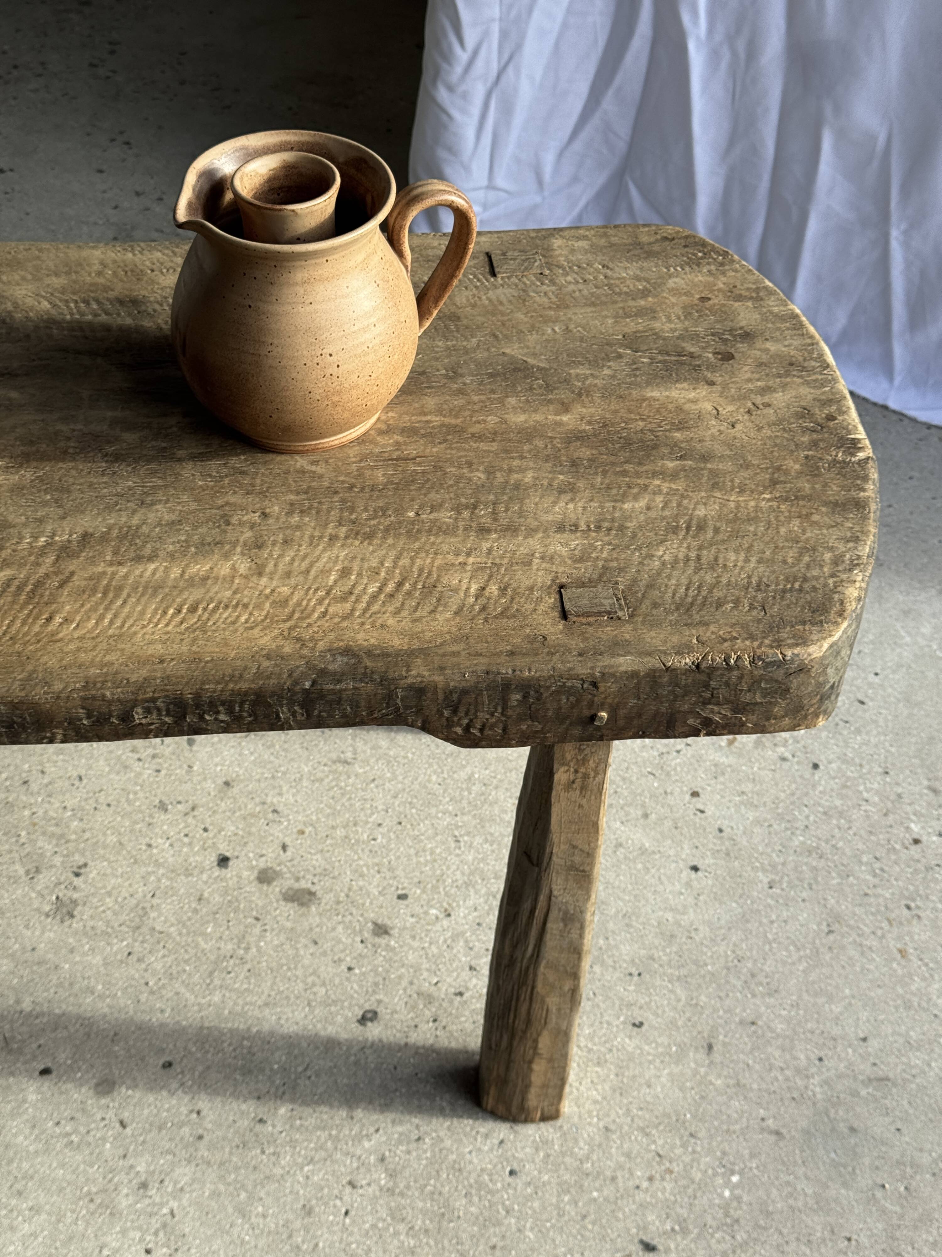 Vintage brutalist stoneware pink wine cooler pitcher H19