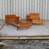 Pair of twin beds and bedside tables 1950