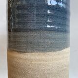 Blue enamelled sandstone vase