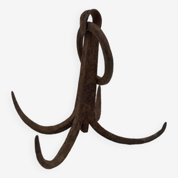 Old grappling hook, wrought iron well hook