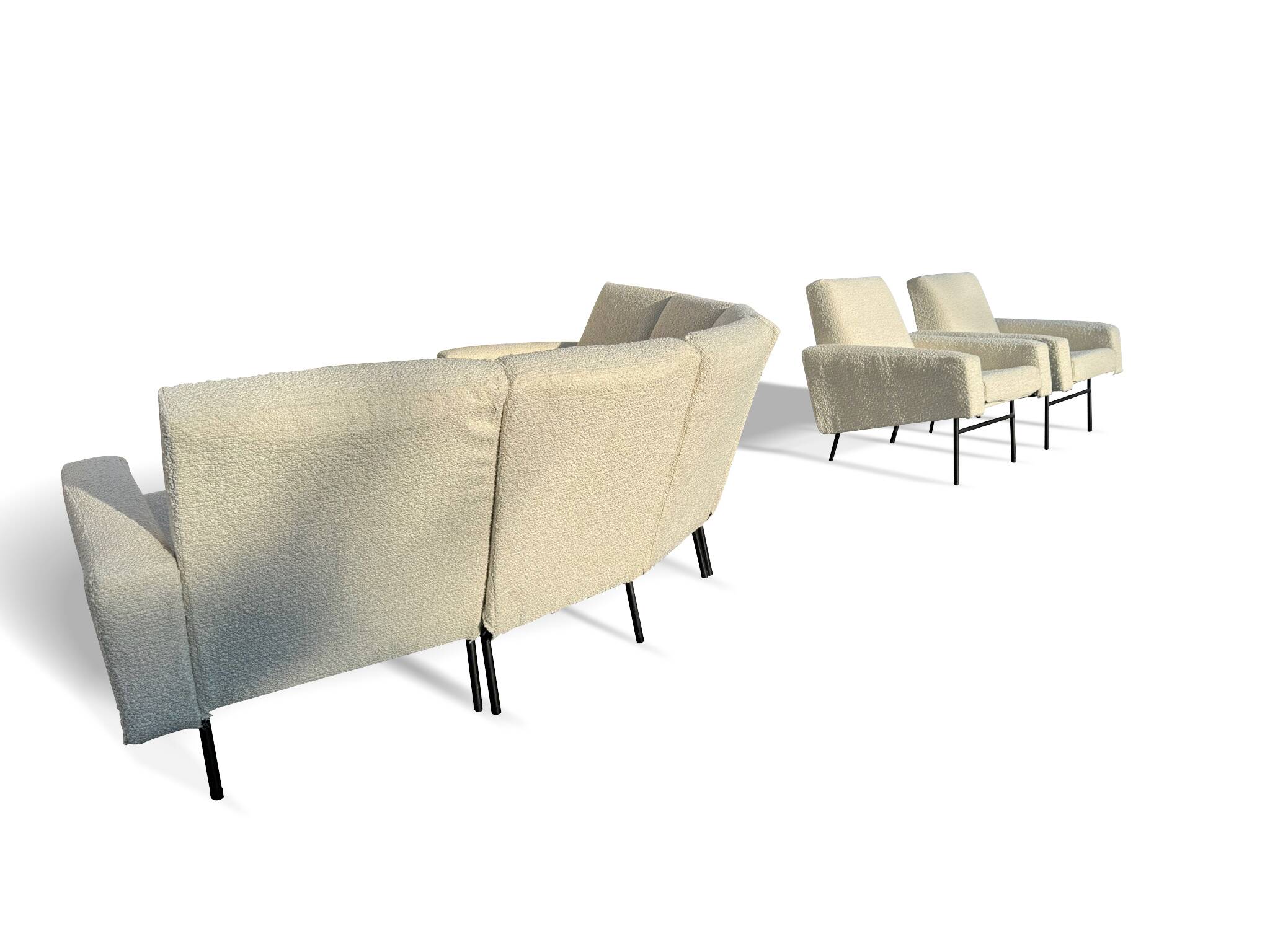 Rare panoramic sofa and two armchairs “G10” set by Pierre Guariche